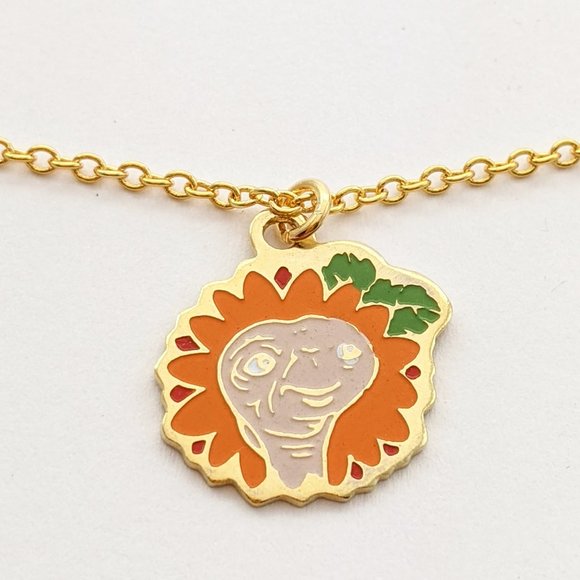 Vintage E.T. The Extra Terrestrial Necklace - E.T. Flower Charm - Picture 1 of 2